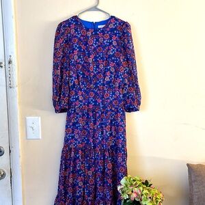 Chelsea28 Blue Floral Tiered Midi
Dress Size 4 NWOT